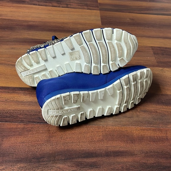 Blue Prada sneakers with Gold and Clear Rhinestone detailing size 39 (9) - Picture 8 of 8